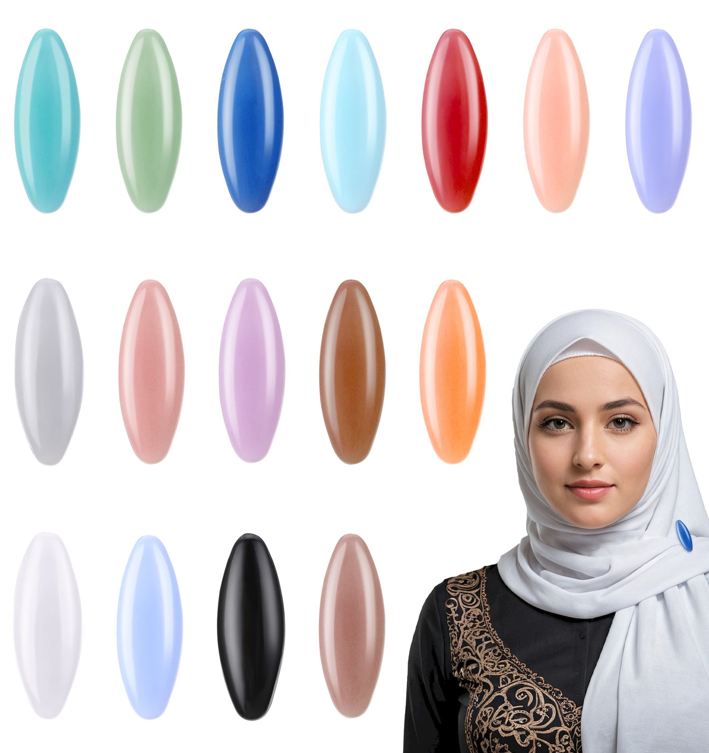 Hijab Pins for Women, 32 Pcs Plastic Hijab Pins Scarf Clips, Locking Design for Colorful Scarves & Clothes, Easy to Use, Convenient & Stylish for Adult Women