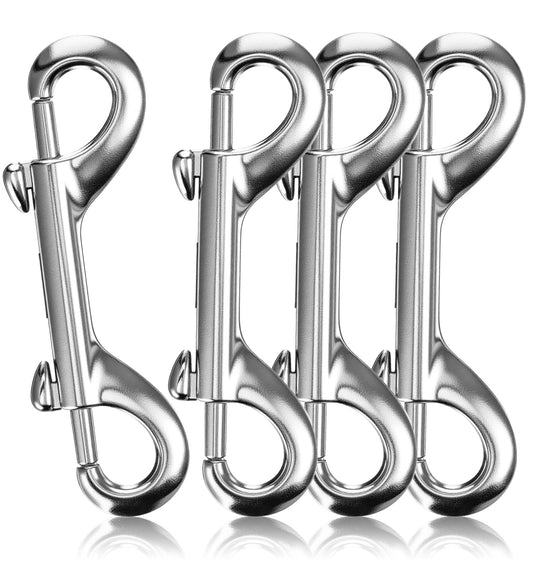 4 PCS Double End Diving Clips, 3.5 Inch Zinc Alloy Double Ended Bolt Snap Hooks Multipurpose Carabiners for Pet Leashes, Water Buckets, Keys More Indoor & Outdoor Use for Home & Farm