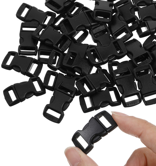 ValueBargain Plastic Buckle Clips, 4Pcs Black Contoured Side Release Buckles Paracord Bracelets Clips, Durable Paracord Bracelets Connector for Crafting DIY Projects Outdoor Gear