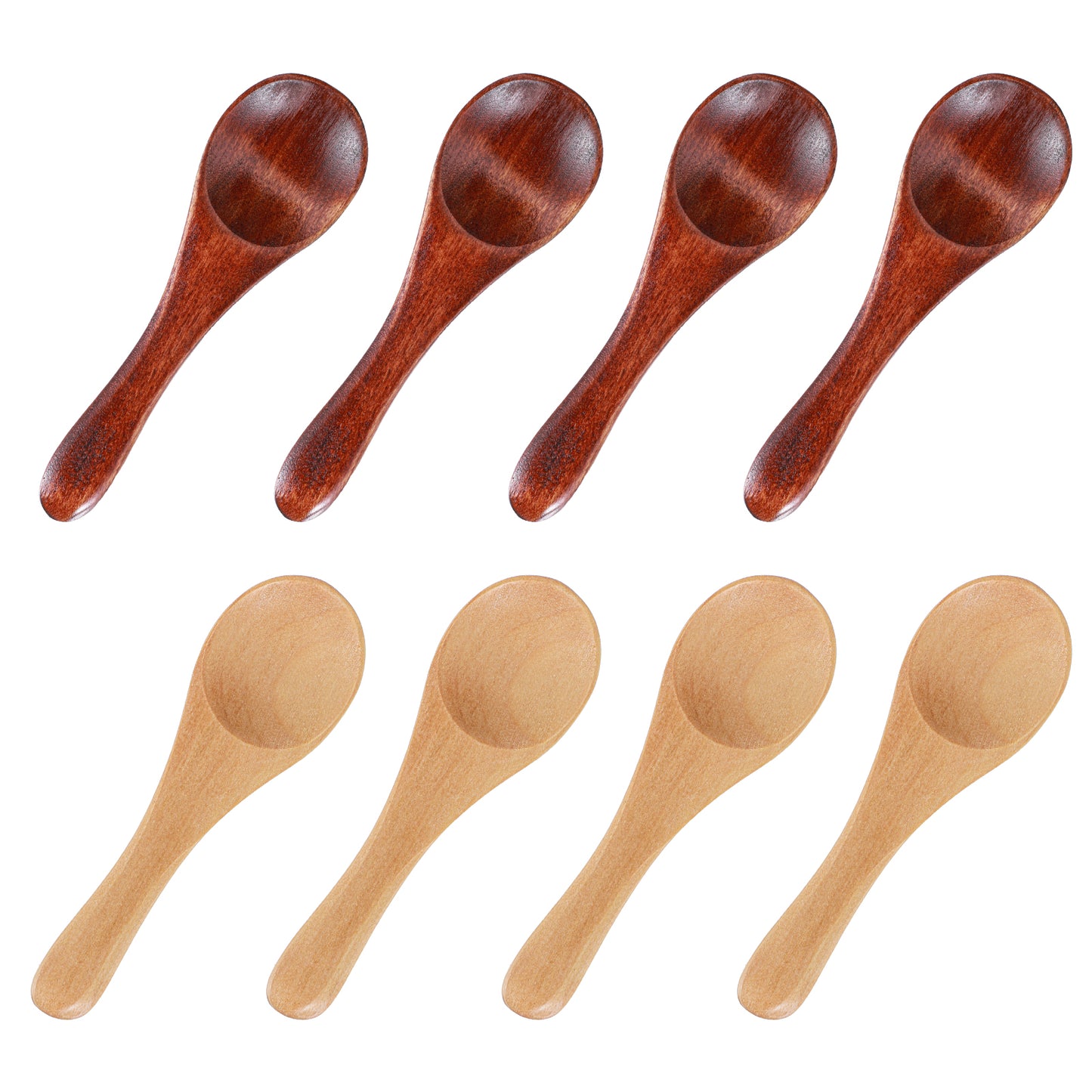 Oruola 8Pcs Small Wooden Spoons,3.94 X 1.18 in Mini Wooden Spoons for Jars,Wood Color Tiny Wood Teaspoons for Eating Ice Cream CondimentsTea Bath Salt Coffee, Wooden Mini Condiment Spoons