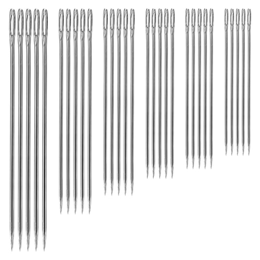 oruola 30pcs Sewing Needles Large Eye,5 Sizes Large Eye Sewing Needles,Sharp Head Large Eye Darning Needles for Wool,Embroidery Needles,Darning Needles in Clear Tube(1.65'' 1.8'' 2'' 2.2'' 2.36'')