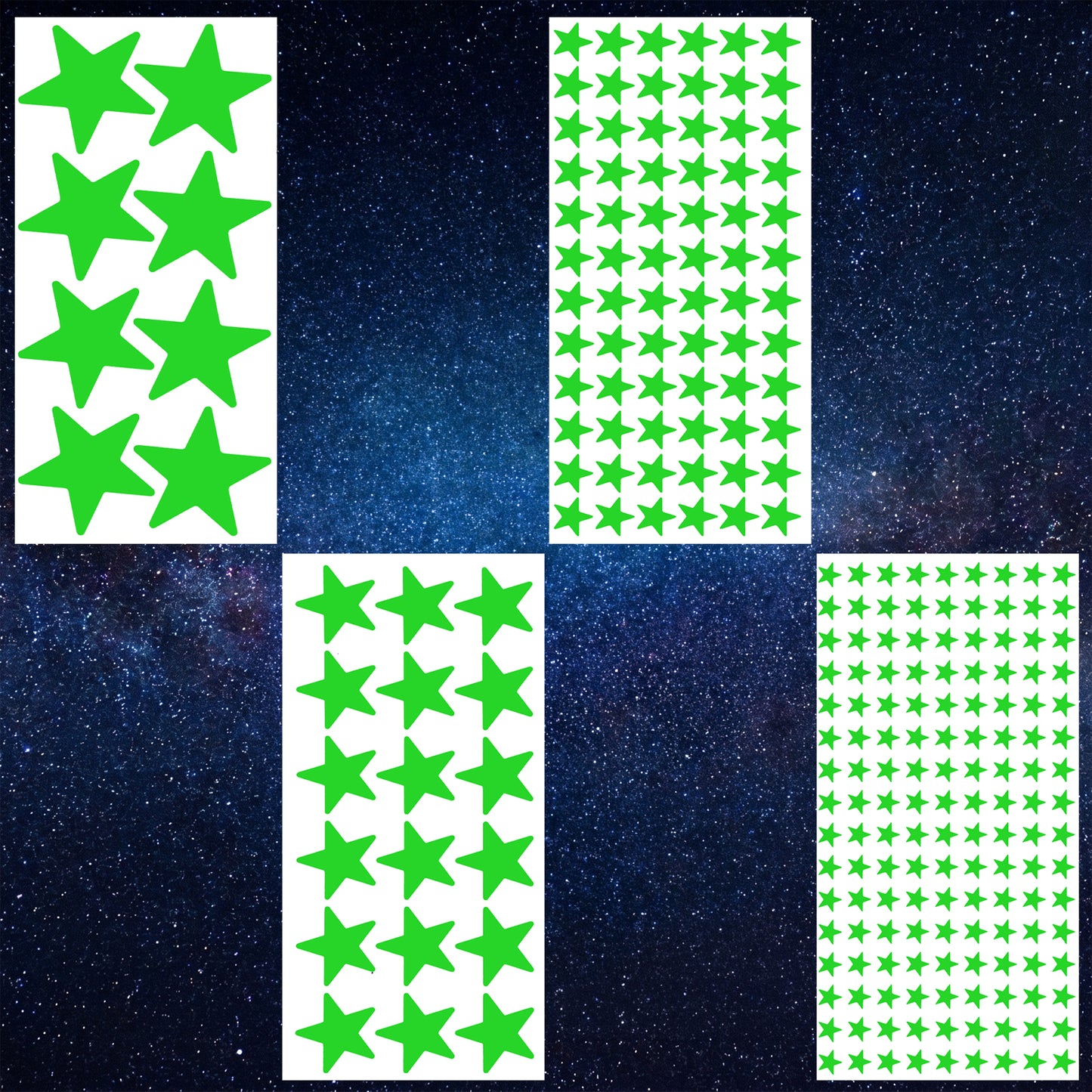 Elegaperma 1060Pcs Glow in The Dark Star Stickers (4 Sizes), Glow Stars for Ceiling & Wall Decor, Bright Luminous Green Decals