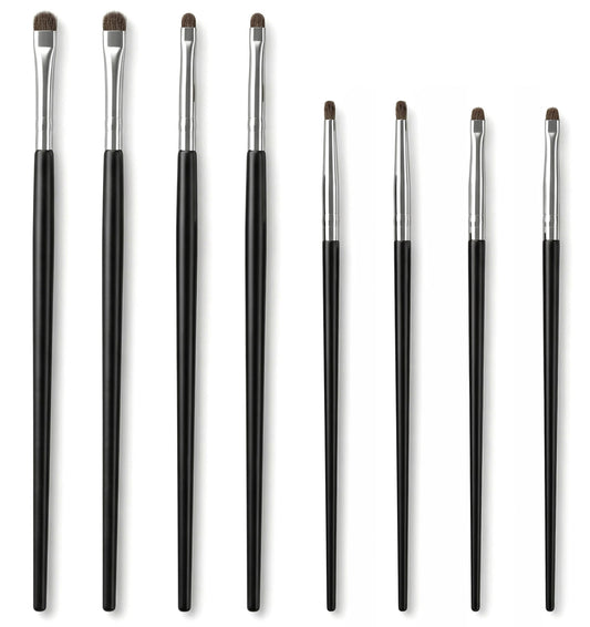 8Pcs Mini Eye Makeup Brush Set, Eyeshadow Smudge Brush, Concealer & Eyeliner Blending Brush, for Powder Gel Cream Liquid, Soft Natural Pony Hair Highlighter Brush