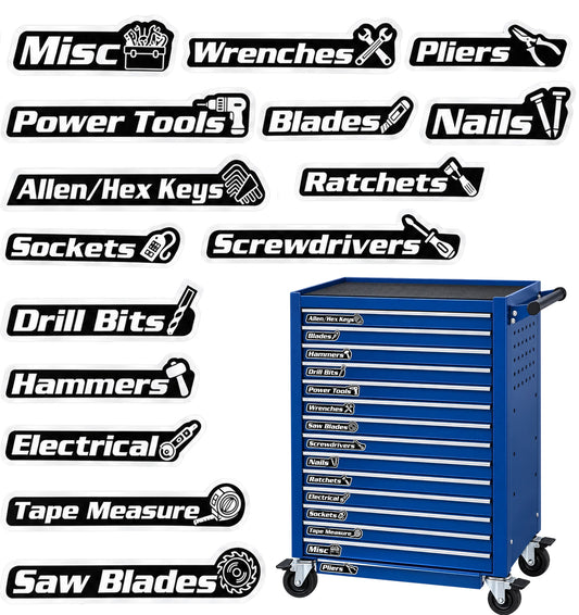 15 Pcs Tool Box Labels Magnet, Reusable Magnetic Toolbox Labels(Black)