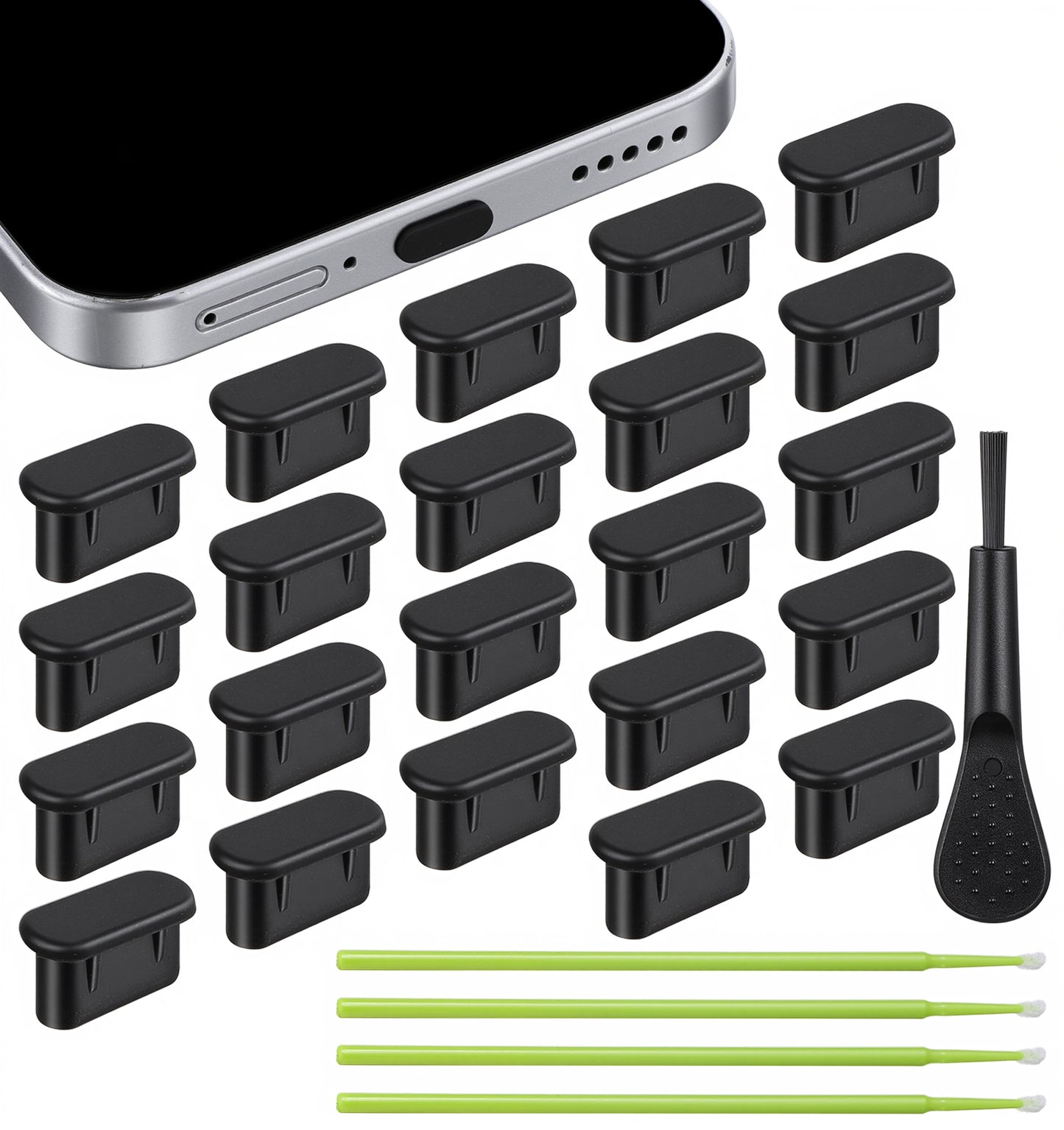 ValueBargain 20PCS USB C Port Cover, 4-in-1 Silicone Anti Dust USB C Plug Cover Set, Charging Port Covers