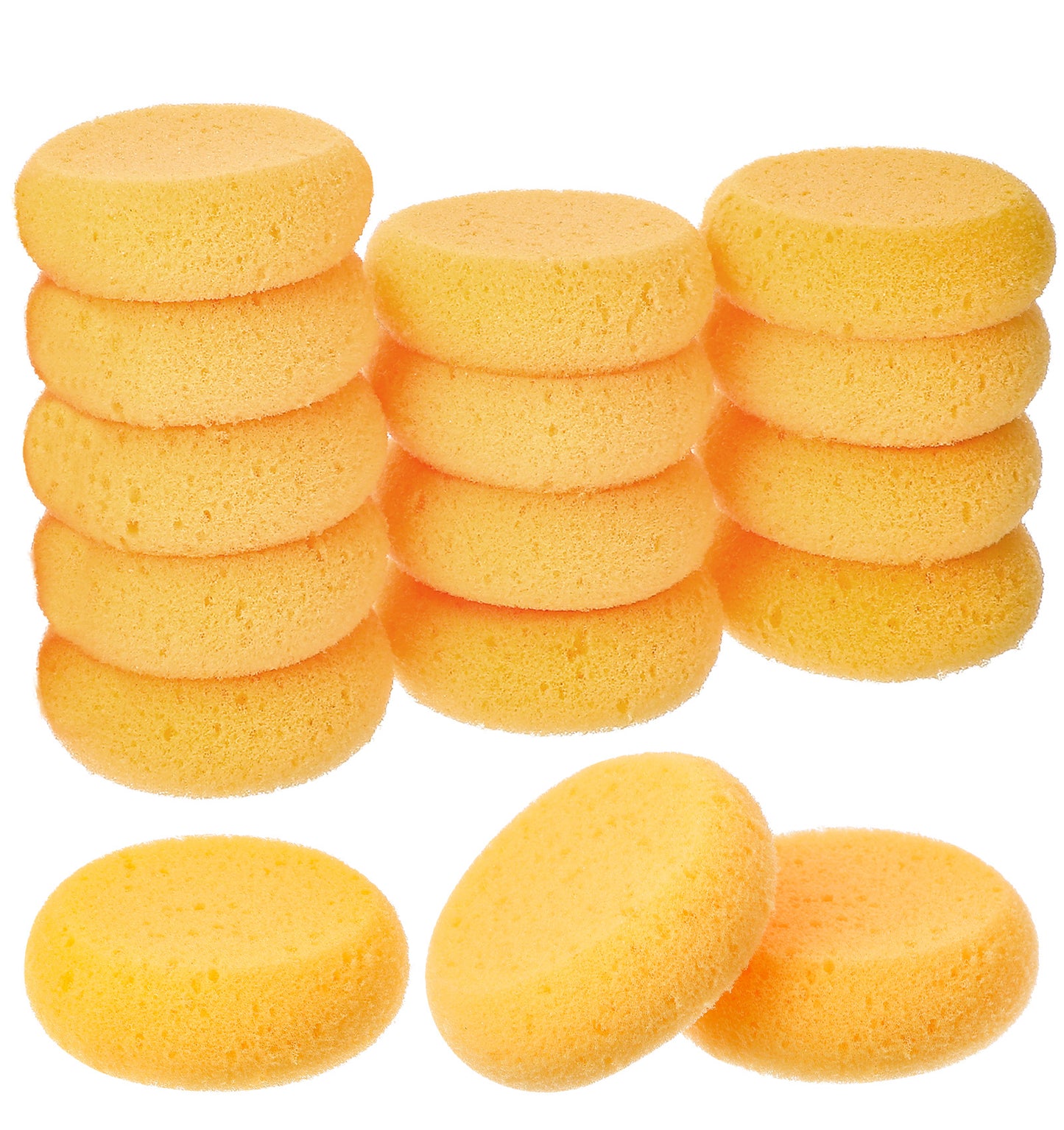 16Pcs Sponges, Round Natural Paint Sponges Cleaning Sponge for Face Paint & Pottery, High Absorption Soft Yellow Art Sponge for Pottery, Kitchen, Shoes, Leather Care & Painting
