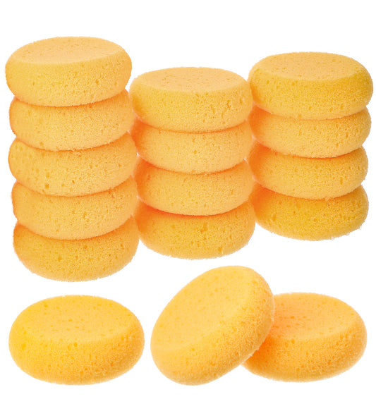 16Pcs Sponges, Round Natural Paint Sponges Cleaning Sponge for Face Paint & Pottery, High Absorption Soft Yellow Art Sponge for Pottery, Kitchen, Shoes, Leather Care & Painting