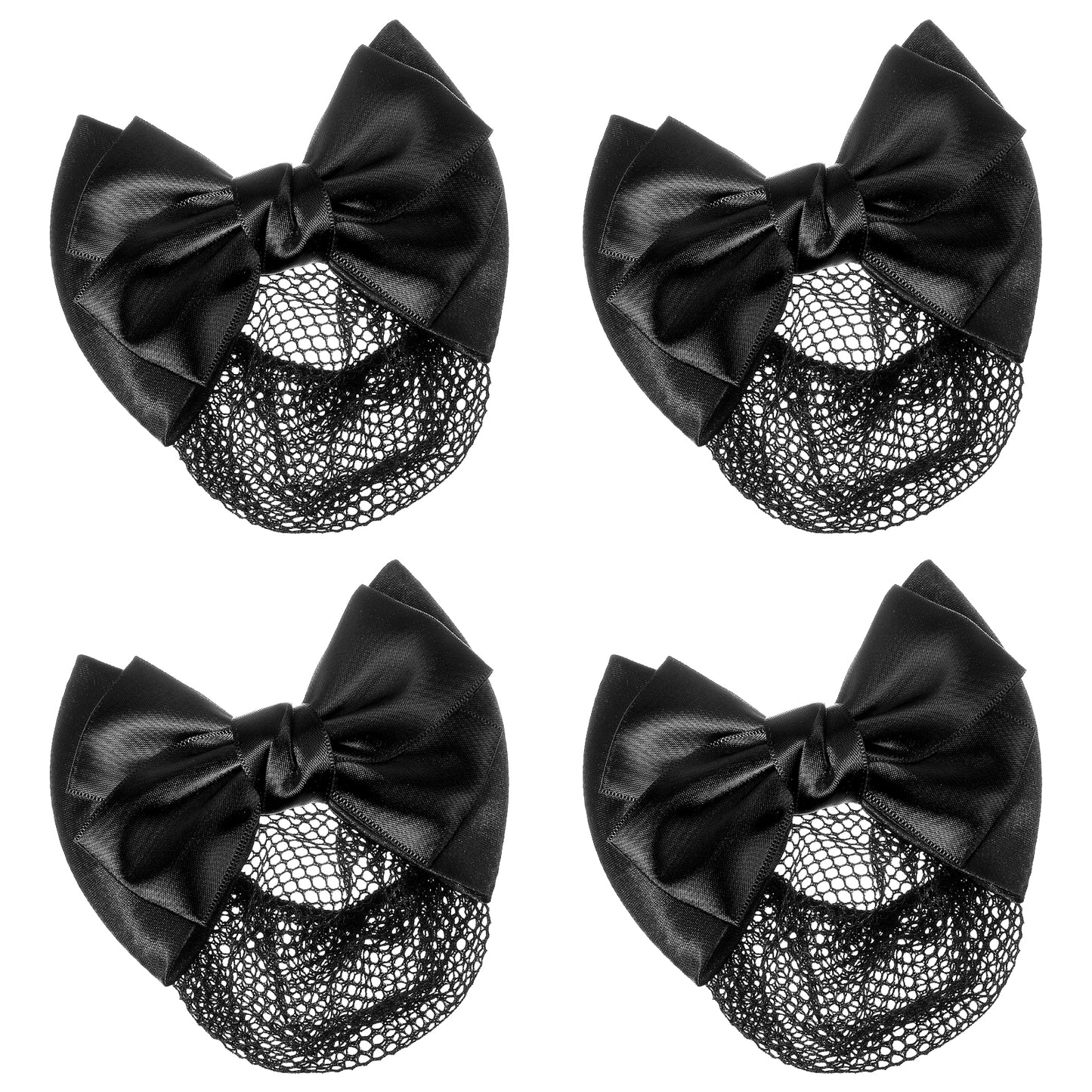Elegaperma 4 Pcs Hair Bun Clip, Black Polyester & Iron Fine Hair Bun Cover for Professional Use (12 x 11.5 x 9 cm)