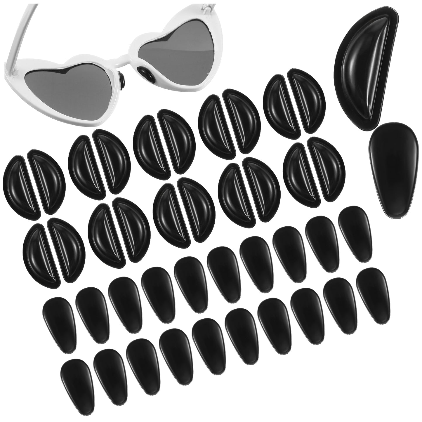 Guduling 20 Pairs Eye Glass Nose Pads Anti Slip,Glasses Nose Pad Replacement with Airbag,3 mm Thickness Adhesive Silicone Noses Pads for Eyeglasses,Sunglasses,Reading Glasses,2 Shape,Black