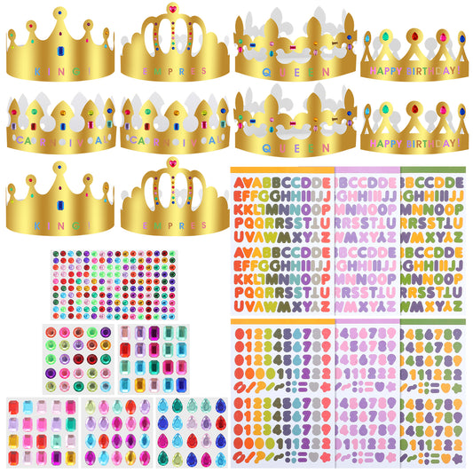 Elegaperma 22Pcs Paper Crowns for Kids, Complete DIY Crowns Decorating Kit with Number Designs, Creative Paper Crowns Making Set for Birthday Parties and Celebration Activities