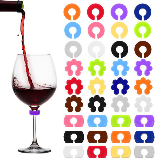 Elegaperma Wine Glass Charms,36 Pcs Glass Identifiers for Drinks,Silicone Drink Charms,Reusable Wine Tag for Drinks, Perfect Drink Markers for Glasses for Parties & Events