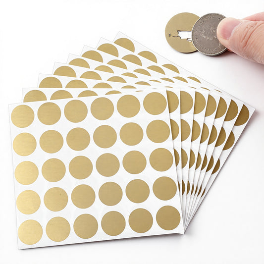Guduling 300 Pcs Gold Scratch Off Stickers,Scratch Off Stickers 1 inch,Round Self-Adhesive Scratcher Sticker for DIY Reward Cards, Party Games & Surprise Favors, Easy Peel-Reveal Design