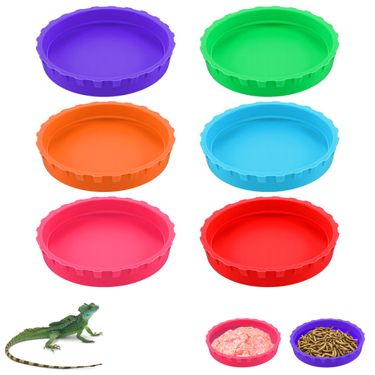 guduling 6 Pcs Crested Gecko Food and Water Feeding Cups,Crested Gecko Food Dish,6 Pack Colorful Water Bowl for Bearded Dragon Tank Terrarium Accessories Supplies for Tortoise, Crab and Small Pet