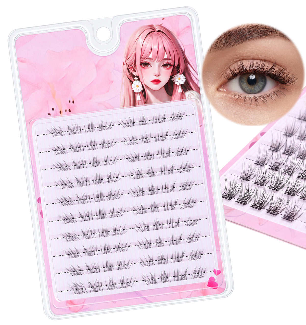 80 PCS Bottoms Lashes, Natural 5-7mm Manga Bottom Lashes Clusters (Black)