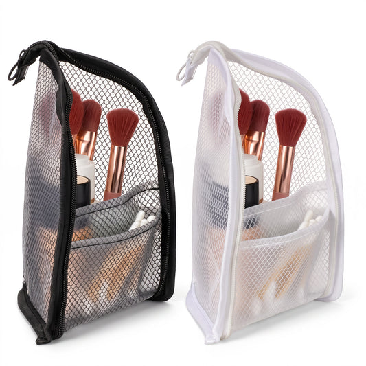 Guduling 2 Pcs Stand up Toiletry Bag,2 Colors Standing Toiletry Bag,Mesh