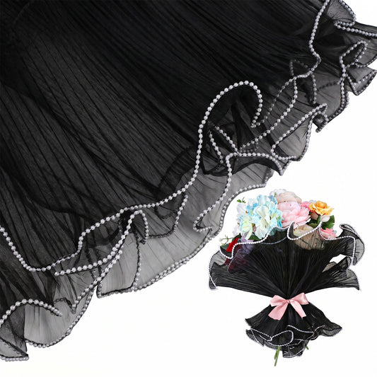 Elegaperma Pink Bouquet Wrapping Paper, Floral Wrapping Material for Special Occasions (Black, 143.7 x 10.63 Inches)