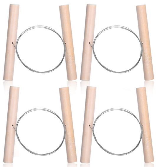 4 Pcs Clay Wire Cutter, Stainless Steel Wire with Wooden Handle for Pottery, Sculpting, Dough Cutting and Carving