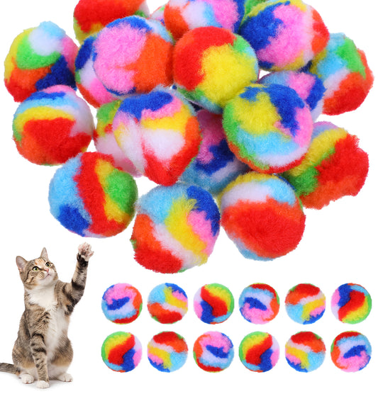 Thrymme Cat Ball Toy, 20 PCS Soft Plush Cat Pom Pom Balls, 1.77 Inch