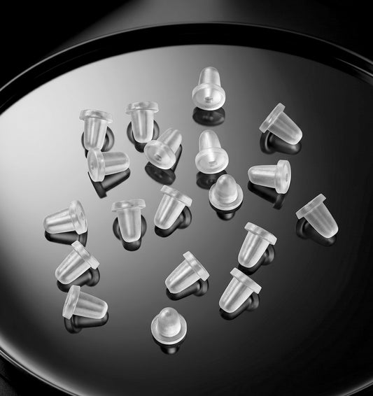 Thrymme 200 PCS Rubber Earring Backs, 5.6 X 4.6 Mm Clear Backs for Earrings for Women Studs, Posts & Hoops, Secure Fit Non-Slip Design