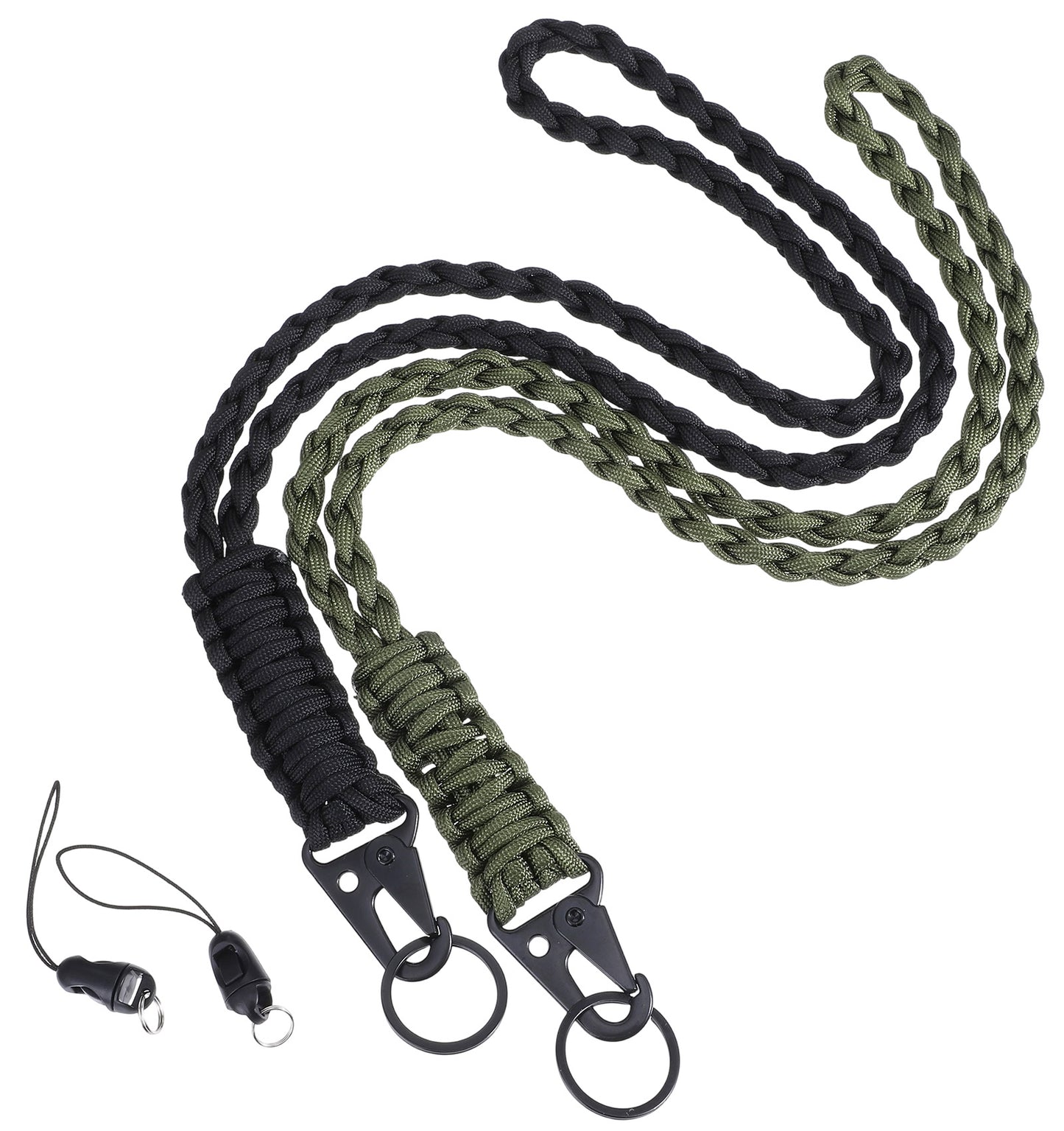 2 Pcs Heavy Duty Lanyard, Key Lanyard for Men for ID Badges 550 Parachute Cord with HK Hook, Necklace Keychain Holder for Work & Outdoor