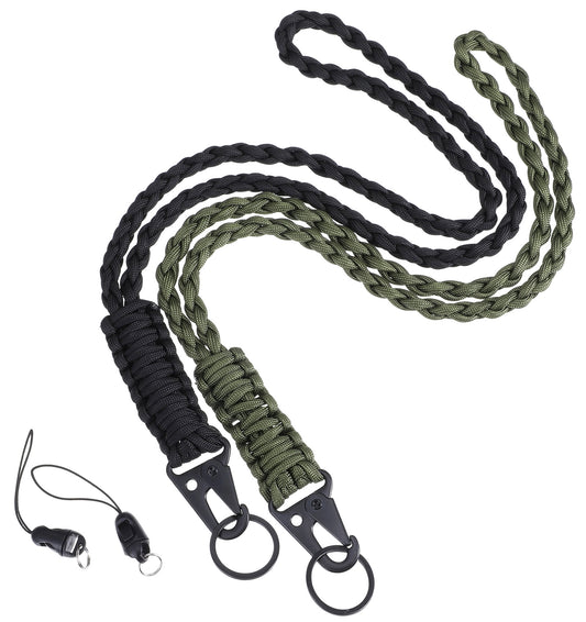 2 Pcs Heavy Duty Lanyard, Key Lanyard for Men for ID Badges 550 Parachute Cord with HK Hook, Necklace Keychain Holder for Work & Outdoor