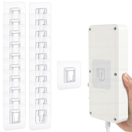 Classicseali 20 Pairs Adhesive Picture Hooks,Self Adhesive No Drill Adhesive Wall Hooks,Plastic Drill Free Adhesive Hooks,for Hanging and Organizing Power Outlets, Picture Frames, and Tissue Boxes