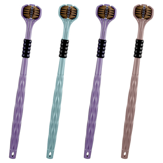 Oruola 4-Pack 3 Sided Toothbrush,Autistic Toothbrush,360° Triple-Sided Toothbrushes,Soft Bristles for Sensitive Gums, Ergonomic Handle Dental Care Set for Adults & Travel