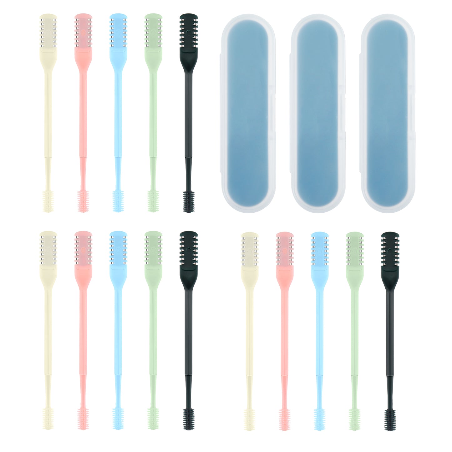 Oruola 15 Pack Womens Nose Hair Trimmer,2-in-1 Nasal Hair Cutter for Women,Double-Sided 360° Rotating Nasal Trimmer for Women,Manual Nostril Hairs Remover Tool with Soft Cleaning Brush for Men