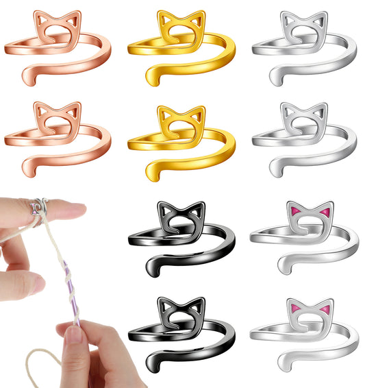 10 Pcs Crochet Ring, Zinc Alloy Crochet Tension Ring for Yarn Control, 4 Colors (Black, Gold, Silver, Pink)
