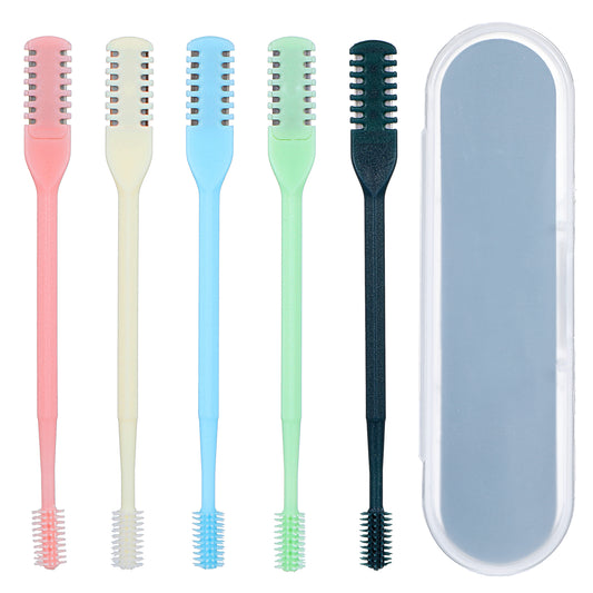 Guduling 5 PCS Nasal Hair Cutter,Manual Nose Hair Trimmer,Double Sided Nose Hairs Knife for Women Men,Portable Nostril Hairs Trimmer 360 Degree Rotating with Ear Picker,Multicolor