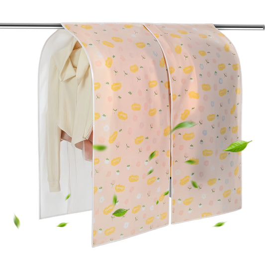 Guduling Garment Bag for Rack,Duty Dust & Moisture Resistant Clothes Rack Pads,Pink Flower Pattern Clothing Racks Cover Rackfor Seasonal Clothes, Moving & Home Organization(110 X 110cm)