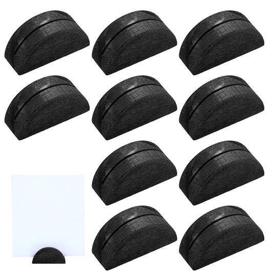 Elegaperma 10 Pcs Wood Place Card Holders, Black Wooden Table Number Holders, Mini Wooden Card Holder Wood Place Cards Holder for Wedding Party,Menu,Photo,Tag