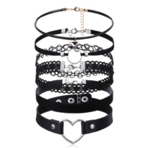 6 Pcs Gothic Choker Set, Velvet Lace Stretchy Gothic Chokers Necklace