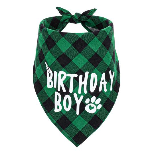 Guduling Birthday Dog Bandana, Green Dog Bandanas for Medium Dogs, Long 71cm/27.95in Dogs Birthday Bandana Boy, Triangle Bibs for For Small Medium Large Pets Birthday Decoration (Green Black)