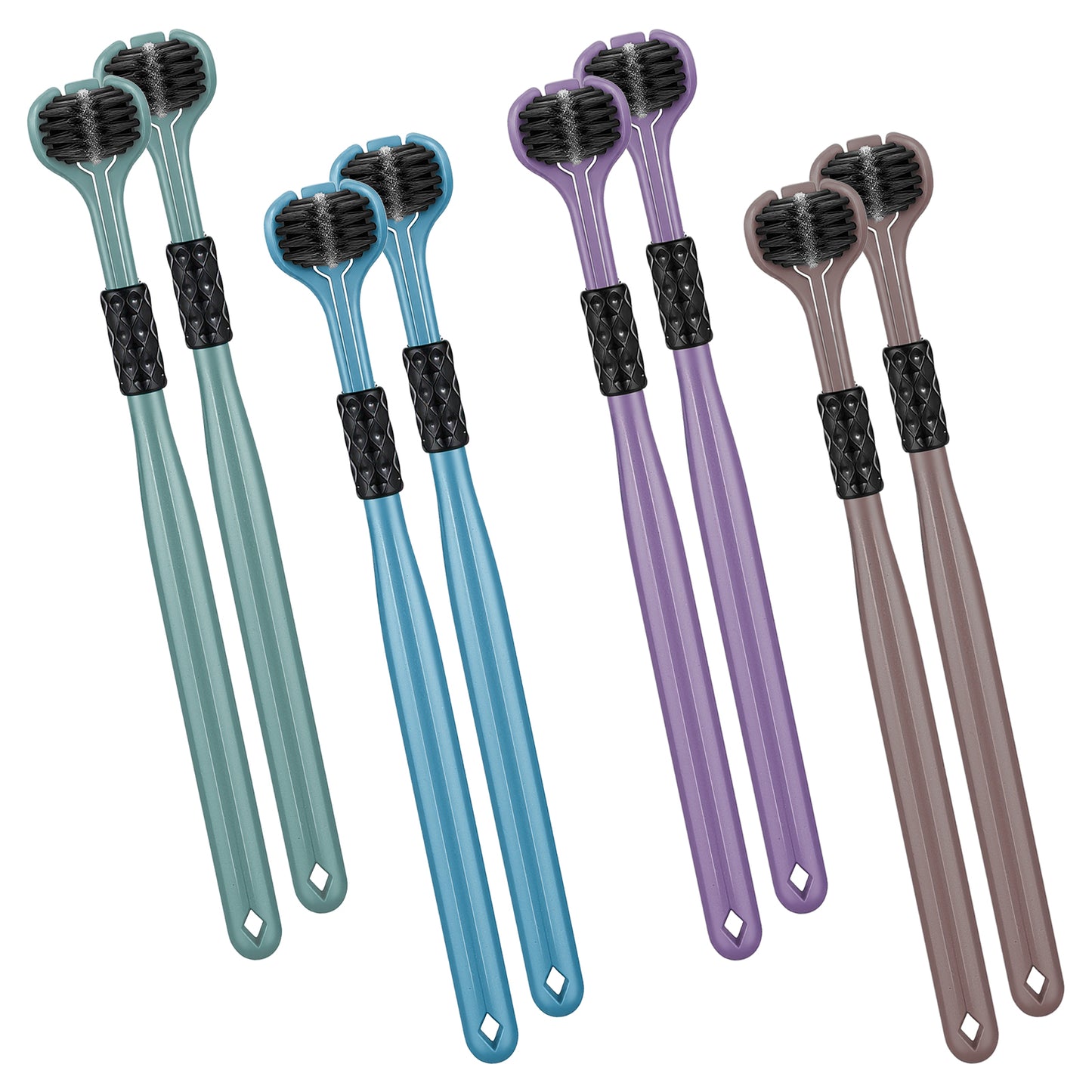 Oruola 8 Pcs 3 Sided Toothbrush – Autistic Toothbrush, 360° Deep Clean Soft Bristle Toothbrushes with Ergonomic Handle, Gentle Dental Care Set for Sensitive Teeth, Kids & Adults, Travel-Friendly Desig