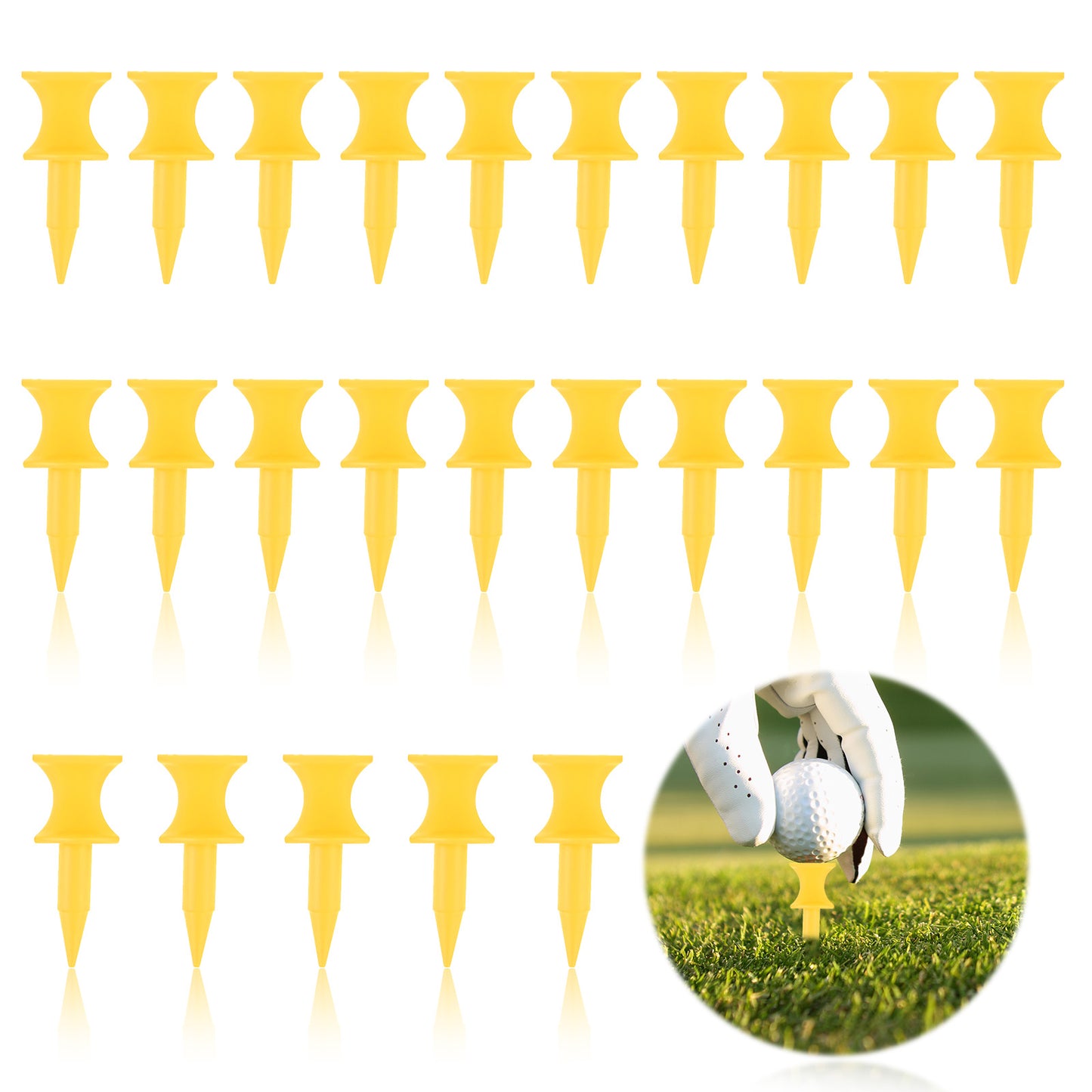 Elegaperma Plastic Golf Tees - 200 Pcs Castle Tees Golf Accessories, Small Golfs Tee for Golfs Enthusiast Gift,Highly Visible Bright Colors, Enhanced Stability and Visibility,Yellow