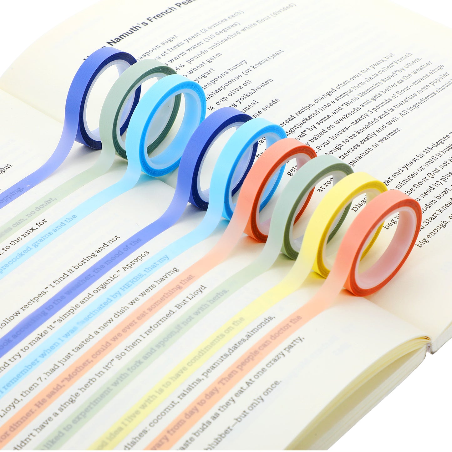 guduling 10 Rolls Highlighter Tape Removable, 0.24 inch x 16.4 ft, Transparent Highlight Tapes for Book Annotation Supplies, Multi-Color Highlighter Tape for Students, Teachers, Home, Office