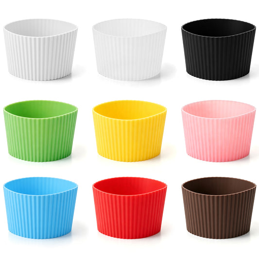 Elegaperma 9Pcs Silicone Cup Sleeve, Heat Resistant Coffee Cup Sleeves
