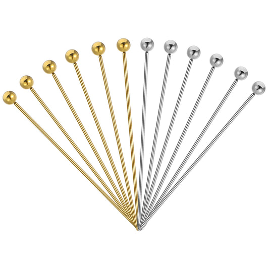 Classicseali 12PCS Metal Cocktail Sticks, Reusable Cocktail Picks Metal, 2 Color Metals Cocktails Skewers, for Drinks, Olives, Appetizers, Fruit Decoration, Gold, Silver