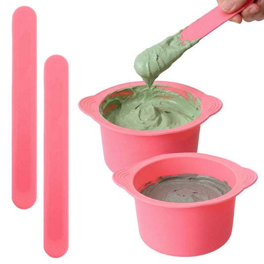 Classicseali 2PCS Silicone Wax Pot Insert,Wax Silicone Bowl with 2 Silicones Waxes Sticks,Non-Stick Silicones Waxe Pot Liner,for Preparing Powders,Making DIY Face Masks,Mixing Pigments,and Hair Dyes