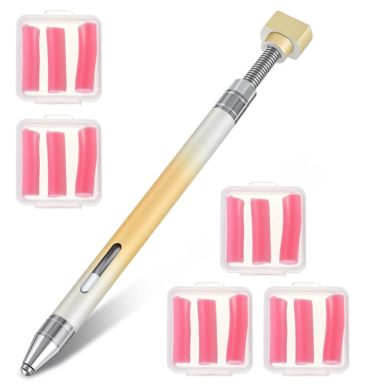 Diamond Art Pen, Diamond Art Tools Including 15PCS Soft Clay with Storage Box and a Pen, Suitable for DIY Crafts, Painting, Cross-Stitch & Nail Art (Pink)