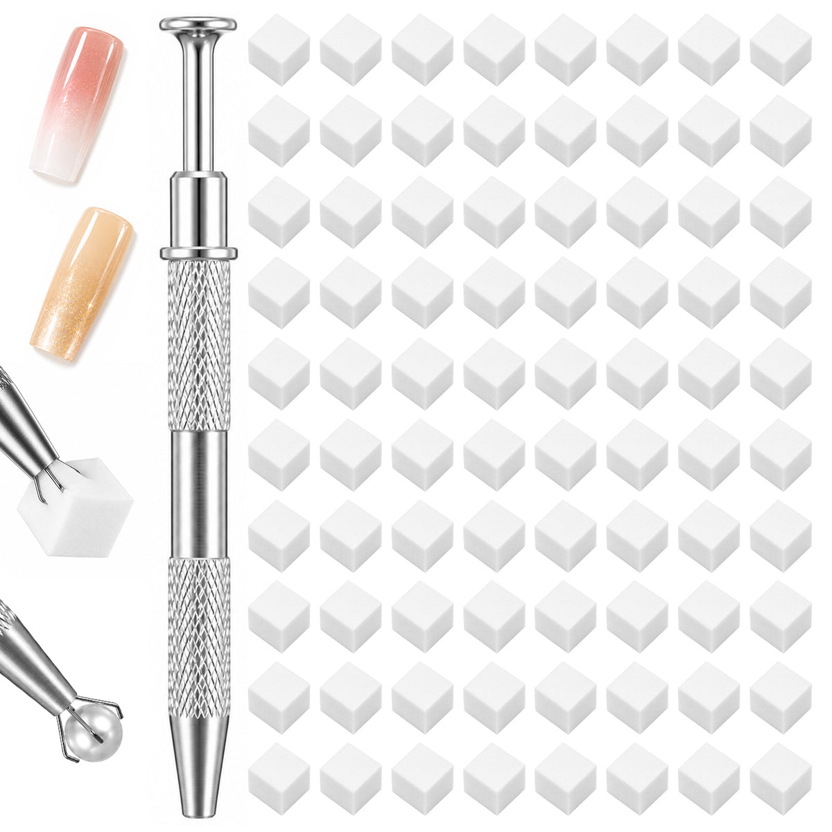 Elegaperma 500Pcs Mini Sponges for Nail Art with Nail Sponge Grabber Tool