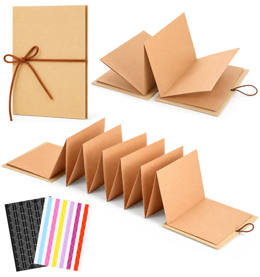 1 Pcs Accordion Scrapbook, Mini Scrapbook Album, 2 corner stickers
