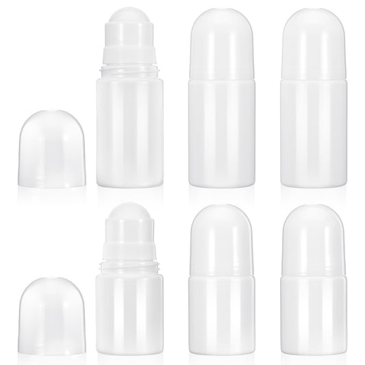 guduling 6 Pcs 30mL/50mL Empty Roll on Bottles,Refillable Roller Ball Applicator,Refillable Roller White Plastic Anti-perspirant Rollers Ball Perfume Bottles for DIY Deodorants,Essential Oils