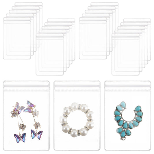 Oruola 40pcs PVC Anti Tarnish Jewelry Bags,8 x 12 cm Grip Seal Bags,Little Clear Sealable Plastic Bag Reusable Transparent Polythene Pouches for Beads Cookies Candies Jewellery Storage