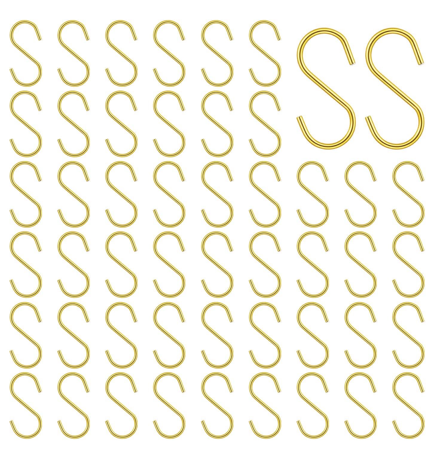 ValueBargain 50 Pcs Gold S Hooks for Hanging, S Hooks Gold Heavy Duty Iron Mini S-Shaped Hangers, 1.57 x 0.79 Inches