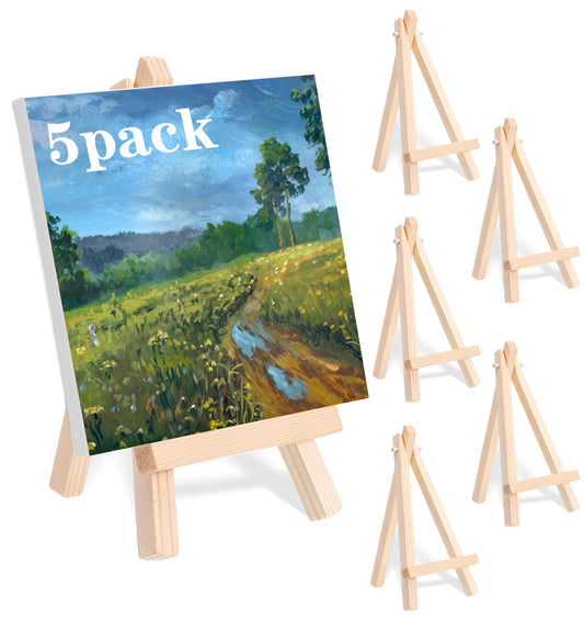 4 Pcs Mini Easel Stand, 8cm Wooden Mini Easels for Small Canvas, Perfect for Displaying Paintings, Photos, Wedding Cards, Craft Projects, Triangle Frame