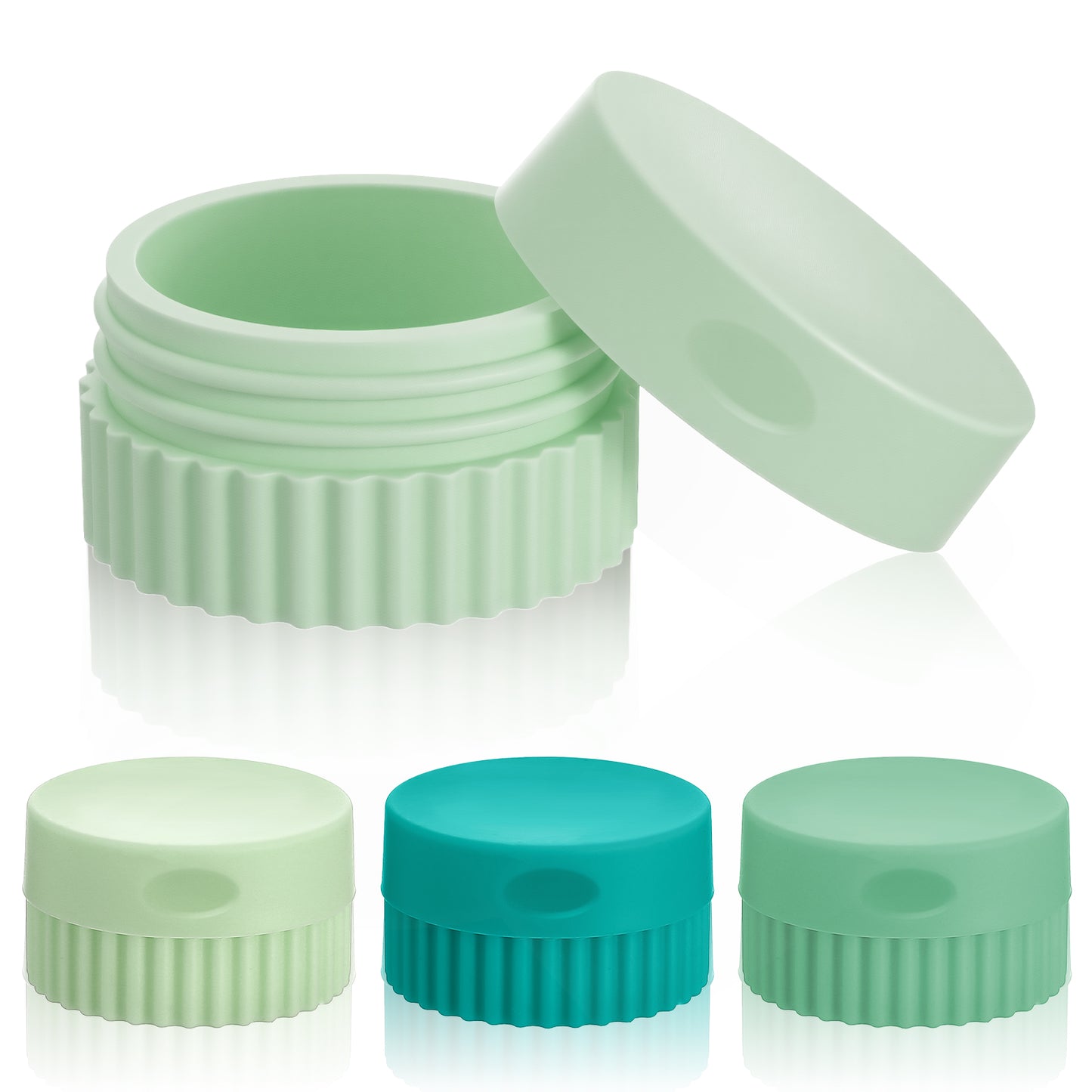 Guduling 4 Pcs Travel Containers for Toiletries,Small Silicone Travel Containers,Silicone Cream Jar with Lids,Leakproof Refillable Bottles for Body Hand Cream, Lotion