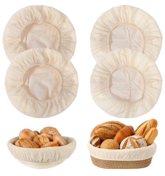 4 Pcs Banneton Liner, Sourdough Banneton – 2 Round & 2 Oval Proofing Covers