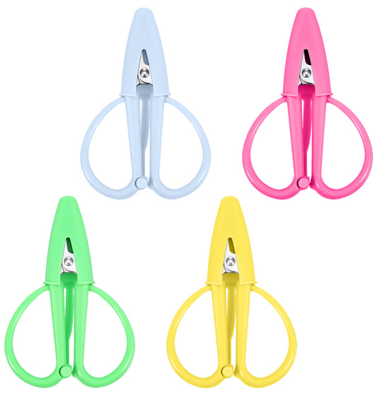 Super Snips Mini Scissors, 4 Pack Needlepoint Scissors TSA Approved Tiny Scissors for Crafts, Sewing, Embroidery, and DIY Projects, 4 Bright Colors
